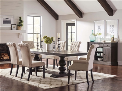 Phelps 7 Piece Trestle Table Dining Set in Antique Noir Finish by Coaster - 121231-7