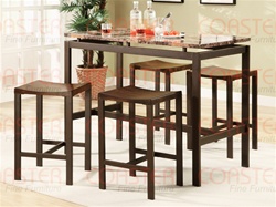 5 Piece Marble, Wood and Metal Counter Height Dining Set by Coaster - 150096