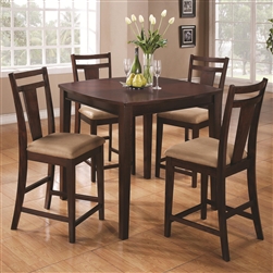 5 Piece Counter Height Set in Espresso Finish by Coaster - 150159