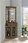 Alviso Corner Bar Cabinet in Rustic Oak Finish by Coaster - 182303