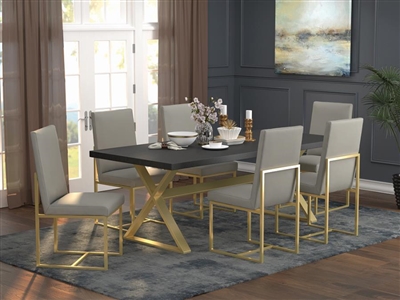 Conway 5 Piece Dining Set in Dark Walnut and Aged Gold Finish by Coaster - 191991