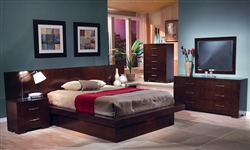 Jessica Platform Bed 9 Piece Bedroom Set with Back Panels in Cappuccino Finish by Coaster - 200711BP