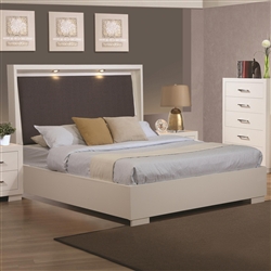 Jessica Built-in Touch Lighting Bed in White Finish by Coaster - 200920Q