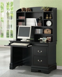 Louis Philippe Youth Desk and Hutch in Deep Black Finish by Coaster - 201077