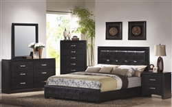 Dylan 6 Piece Bedroom Set in Black Finish with Black Vinyl Upholstery by Coaster - 201401