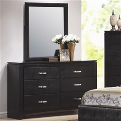 Dylan Dresser in Black Finish with Black Vinyl Upholstery by Coaster - 201403