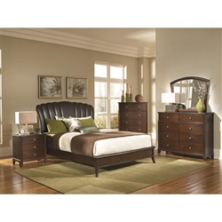 Addley Upholstered Shell Bed 6 Piece Bedroom Set in Warm Brown Finish by Coaster - 202450
