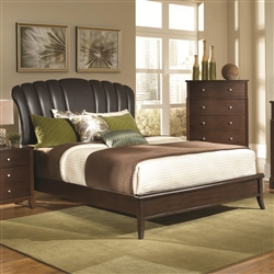 Addley Upholstered Shell Bed in Warm Brown Finish by Coaster - 202450Q