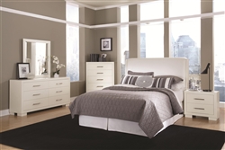 Jessica Padded Headboard Bedroom Set in White Finish by Coaster - 202999