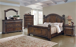 Satterfield Poster Bed 6 Piece Bedroom Set in Warm Bourbon Finish by Coaster - 204541