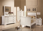 Louis Philippe Youth 4 Piece Bedroom Set in White Finish by Coaster - 204691T