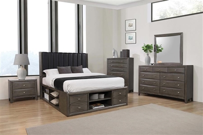 Phoenix Storage Platform Bed 6 Piece Bedroom Set in Coco Grey Finish by Coaster - 205470