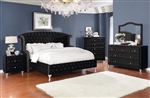 Deanna Platform Bed 6 Piece Bedroom Set in Black Velvet and Metallic Finish by Coaster - 206101