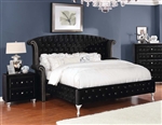 Deanna Platform Bed in Black Velvet and Metallic Finish by Coaster - 206101Q