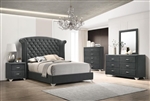 Melody 6 Piece Bedroom Set in Grey Velvet Fabric Upholstery by Coaster - 223381