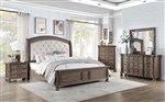 Emmett Upholstered Bed 6 Piece Bedroom Set in Walnut Finish by Coaster - 224441