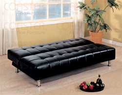 Black Vinyl Sofa Bed by Coaster - 300118