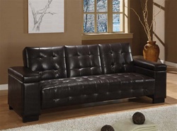 Sofa Bed in Dark Brown Vinyl Upholstery by Coaster - 300145