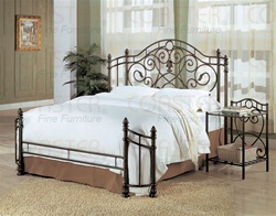 Decorative Queen Size Iron Bed in Antique Green Finish by Coaster - 300161Q