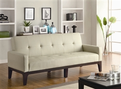 Creme Leather Like Vinyl Sofa Bed by Coaster - 300226