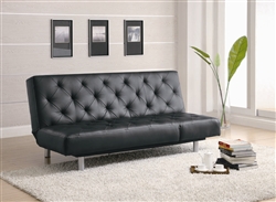 Black Durable Leather Like Vinyl Sofa Bed by Coaster - 300304