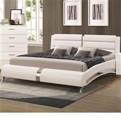 Jeremaine Bed in Glossy White Finish by Coaster - 300345Q