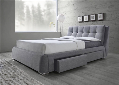 Fenbrook Platform Storage Upholstered Bed in Grey Fabric by Coaster - 300523Q