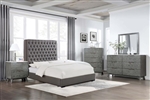 Nathan Upholstered Bed 6 Piece Bedroom Set in Grey Finish with Marble Tops by Coaster - 300621-U