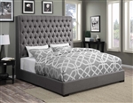 Camille Grey Fabric Upholstered Bed by Coaster - 300621Q