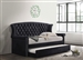 Scarlett Twin Daybed with Trundle in Black Velvet Fabric by Coaster - 300642