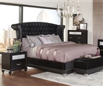 Barzini Black Velvet Upholstered Bed by Coaster - 300643Q