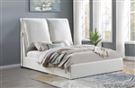 Gwendoline White Fabric Upholstered Platform Bed With Pillow Headboard  by Coaster - 306040Q