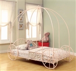 Massi Twin Carriage Canopy Bed in Powder Pink Finish by Coaster - 400155T