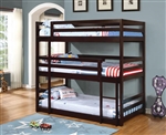 Sandler Triple Twin Bunk Bed in Cappuccino Finish by Coaster - 400302