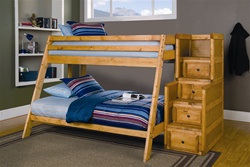 Twin/Full Bunk Bed with Stairway Chest in Amber Wash Finish by Coaster - 460098