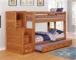 Wrangle Hill Twin Over Twin Bunk Bed 3 Piece Set in Amber Wash Finish by Coaster - 460243-T