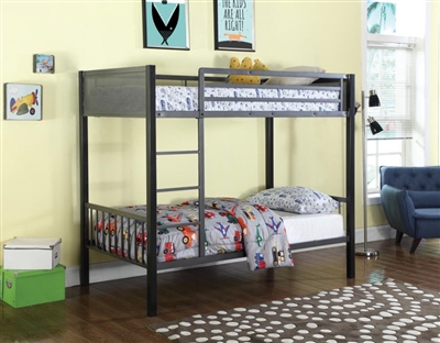 Meyers Twin Twin Bunk Bed in Black and Gunmetal Finish by Coaster - 460390
