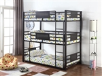 Rogen Triple Twin Bunk Bed in Dark Bronze Metal Finish by Coaster - 460394T