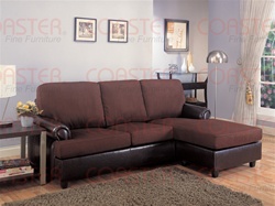 Rupard Brown Microfiber/Vinyl Sofa Chaise Reversible Sectional by Coaster - 500605