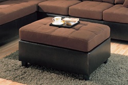 Harlow Ottoman in Chocolate Microfiber and Dark Brown Faux Leather by Coaster - 500656