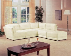 Kayson 5 Piece 100% White Leather Sectional by Coaster - 500894