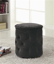 Charcoal Round Storage Ottoman by Coaster - 500926