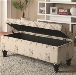 Butterfly Print Fabric Storage Bench by Coaster - 500985