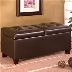 Dark Brown Vinyl Storage Ottoman by Coaster - 501039