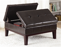 Dark Brown Vinyl Upholstered Storage Ottoman by Coaster - 501070