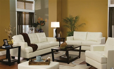 Samuel 2 Piece Cream Leatherette Living Room Set by Coaster - 501691SL