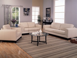 Metro 2 Piece Living Room Set in Creme Color 100% Leather Cover by Coaster - 502461S