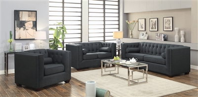 Cairns 2 Piece Tufted Sofa Set in Charcoal Linen-Like Fabric by Coaster - 504901-S