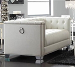 Chaviano Loveseat in Tufted Pearl White Leatherette by Coaster - 505392