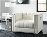 Chaviano Chair in Tufted Pearl White Leatherette by Coaster - 505393